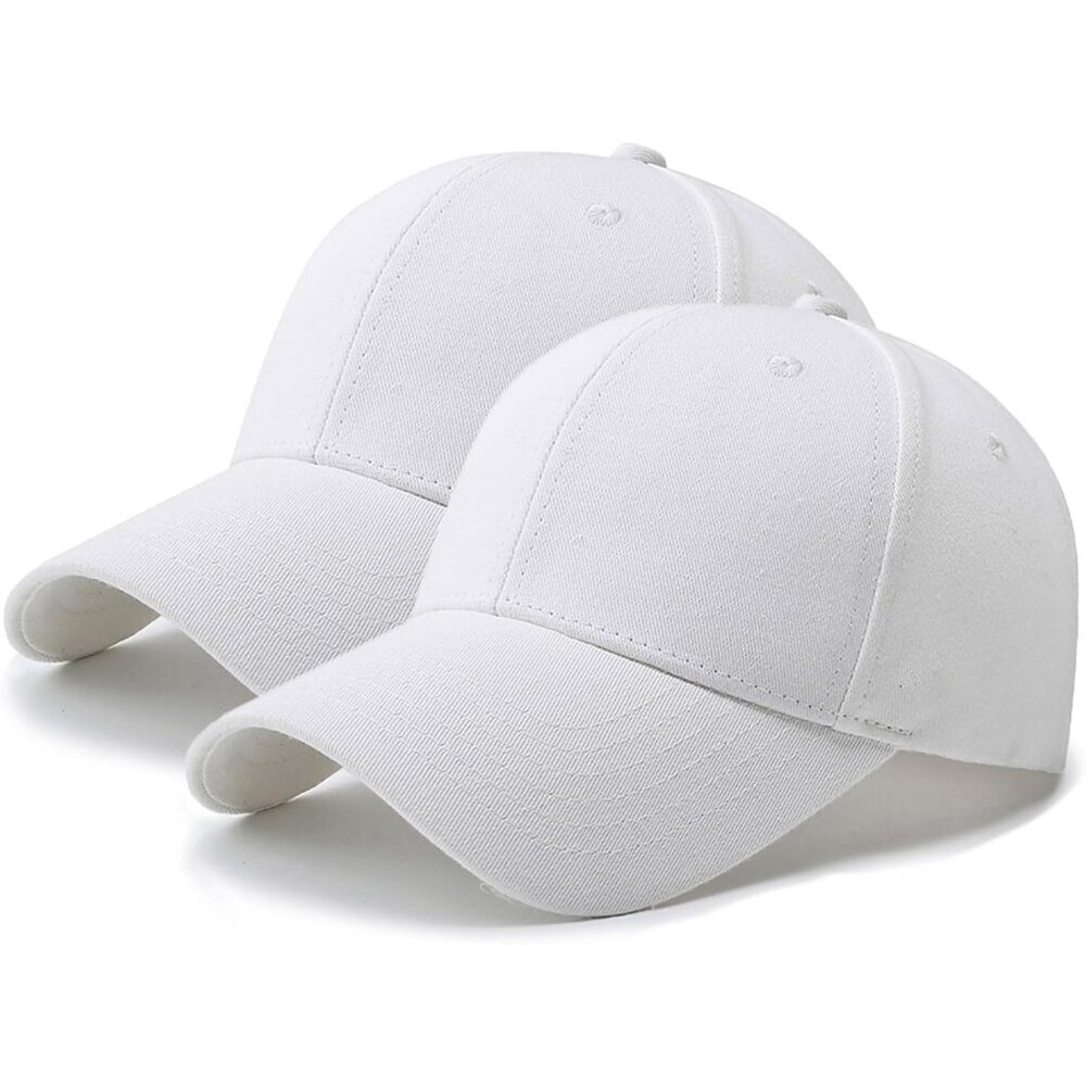 2 Packs White+white Baseball Cap Golf Dad Hat For Men And Women